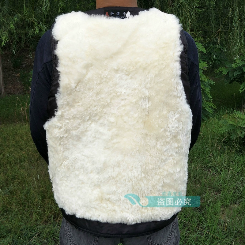 Áo len nam trung niên lông cừu thật xù lông một chiếc áo vest nam bằng da cừu vest ấm vest áo ba lô nam