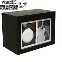 Animal wooden urn pet death memorial jar with photo frame custom photo cremation ash box sealed burial