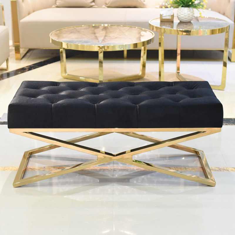 Willy-style light and luxurious art changing shoes stool in door minimalist About modern home bed tail stool-like benches Stainless Steel Bench Beds