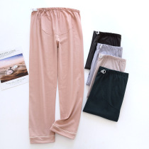 Pregnant Woman Pants Knit Pure Cotton Spring Fall Tobellied Pants Gestation High Waist Adjustable Big Code Full Cotton Moon Sub Home Pants