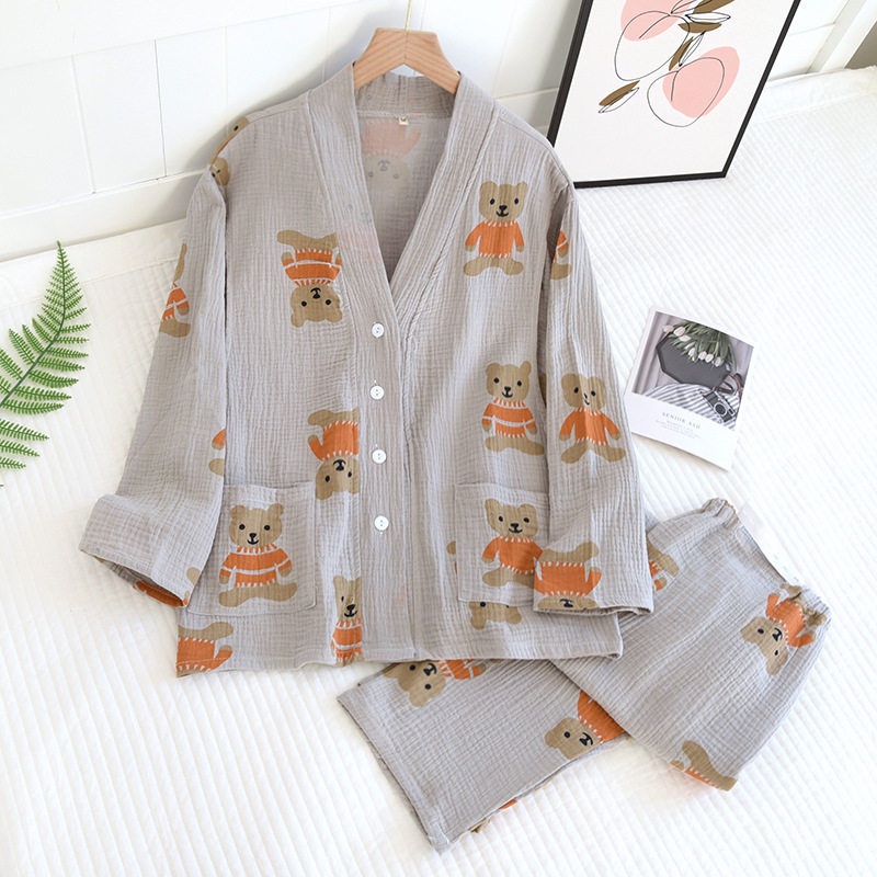 Thin subsection Moon Clothing Spring Autumn Season Cotton Cotton Cotton Cloth Postpartum Breastfeeding Pregnant pregnant woman Loose Large Size Pyjamas and Xia Family Guy