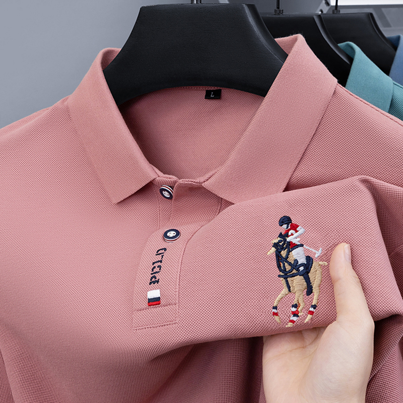 Autumn New Style Long-Sleeve Polo Shirt for Middle-Aged Men, Pure Cotton, Versatile Loose-Fitting T-Shirt with Embroidered Design, Base Layer Top for Dad Autumn New Style Long-Sleeve Polo Shirt for Middle-Aged Men, Pure Cotton, Versatile Loose-Fitting T-Shirt with Embroidered Design, Base Layer Top for Dad