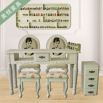 European style paint nail table single double three person nail table chair nail salon table manicure table