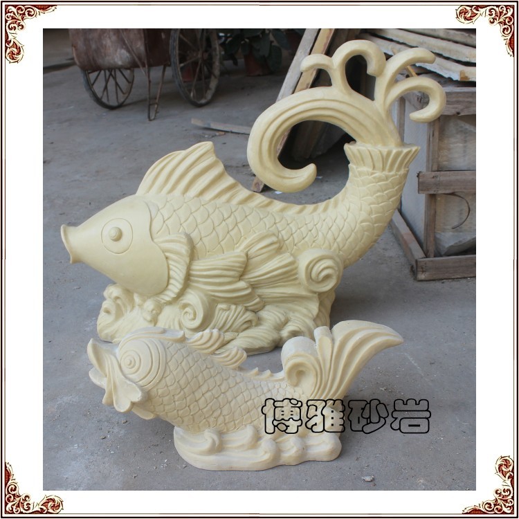 Sandstone Fountain Sculpture Arowana Sculpture Sandstone European Relief Mural Hotel Villa Clubhouse Water Sculpture