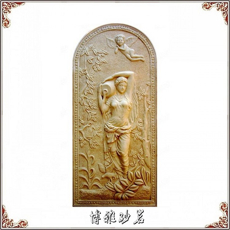 Sandstone carved bath graph stereo background wall relieved wall painted sandstone pot spray pool glass fiber stained sculpture