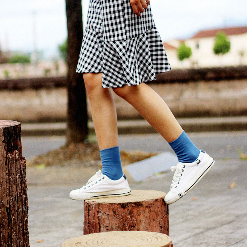 Đống ngắn vớ cotton nữ Nhật Bản đôi kim nữ cotton vớ vớ vớ vớ ống tuýp cotton vớ ngắn
