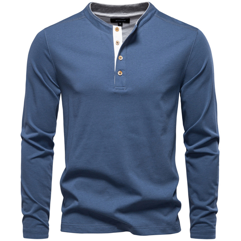 Polo Shirt Men's Long-Sleeved 2026 New Style American Retro Heavyweight Henry Collar T-Shirt Men's Pure Cotton Pullover Bottoming Shirt Polo Shirt Men's Long-Sleeved 2026 New Style American Retro Heavyweight Henry Collar T-Shirt Men's Pure Cotton Pullover Bottoming Shirt