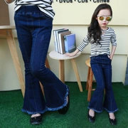 2018 phiên bản Hàn Quốc mới của quần jeans bé gái quần chuông trẻ em Quần 7 trẻ em mùa thu 12-15 tuổi