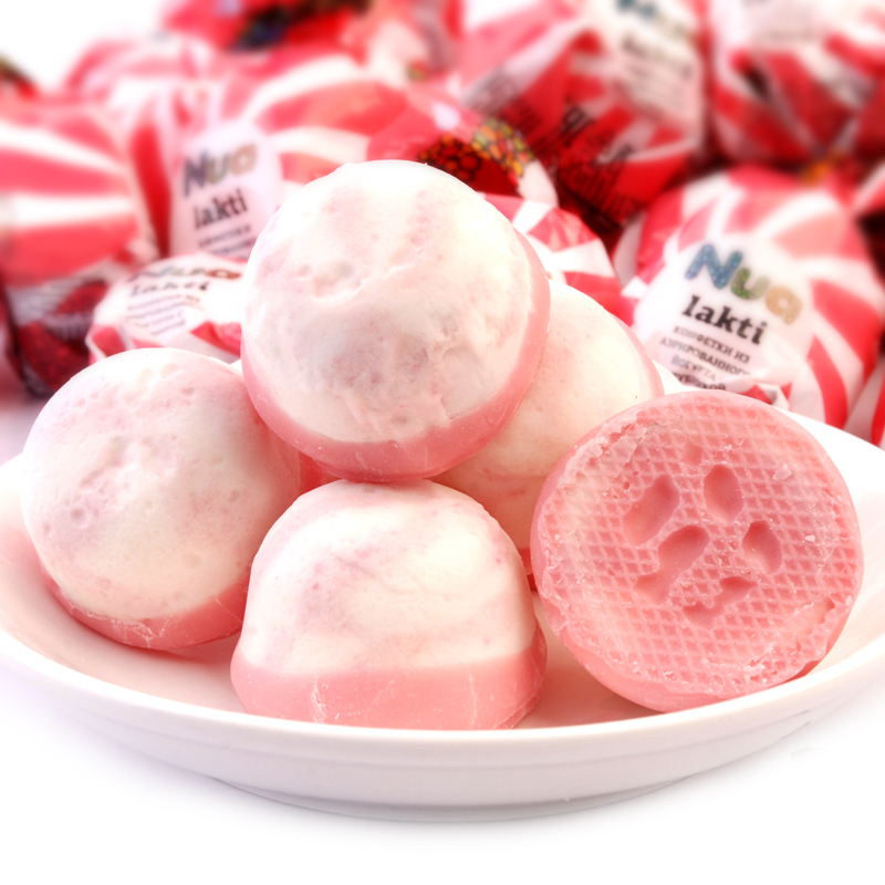 Russian Imports Candy Yogurt Marshmallow Strawberry Flavor Soft Candy Chocolate Sandwich Zero Food Delight 500g