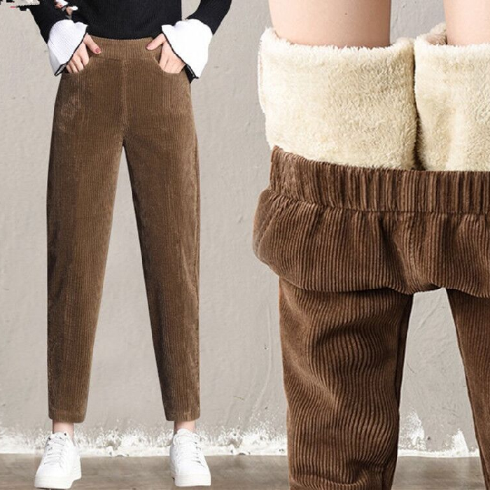 Plush and thickened pants autumn and winter women's solid corduroy women's radish pants loose Korean version of Harem Pants daddy pants