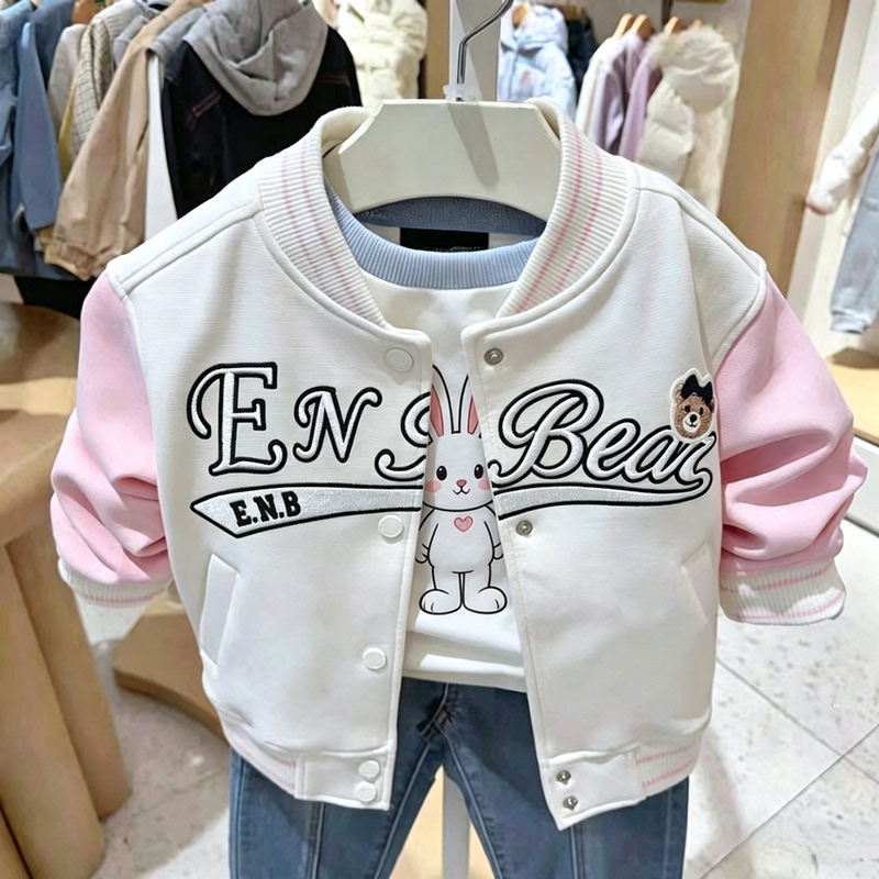 2025 Girls' Baseball Jacket Spring and Autumn Cartoon Style Sports Jacket Amqjm251251K