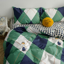 ins Wind cartoon four-piece cute cotton cotton student dormitory three-piece sheet bed hats childrens quilt cover