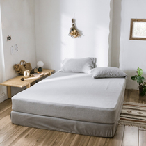 Simple solid color Tianzhu cotton bed single piece pure cotton knitted mattress protective cover non-slip fixed cotton plain sheet