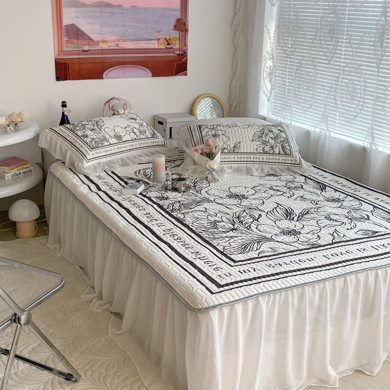 Retro Herben Wind Black & White Teenage Girl Hearts Latex Mat three sets Summer air-conditioned room Ice-mat Soft Mat Machine Washable