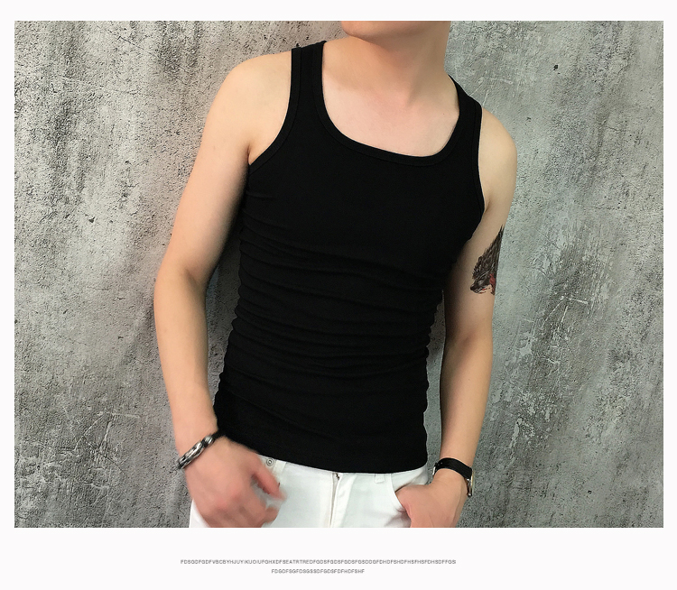 Mùa hè thủy triều của nam giới stretch Slim vest nam Hàn Quốc phiên bản của chặt chẽ-fitting solid color I-bông thanh niên thể thao mồ hôi vest