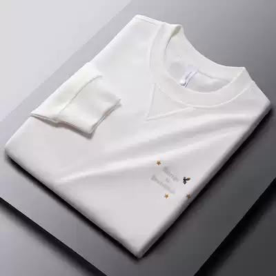 Famous style cotton casual shirt men's 2021 autumn new leisure Korean loose round neck sleeve men's long sleeve shirt