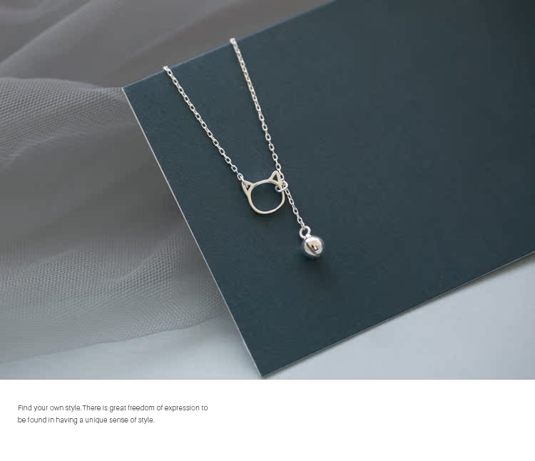 S925 sterling bạc dễ thương mèo con vòng chân chuông mặt dây sinh viên cô gái trái tim mềm em gái tươi sinh nhật món quà nữ lắc chân nữ phong thủy