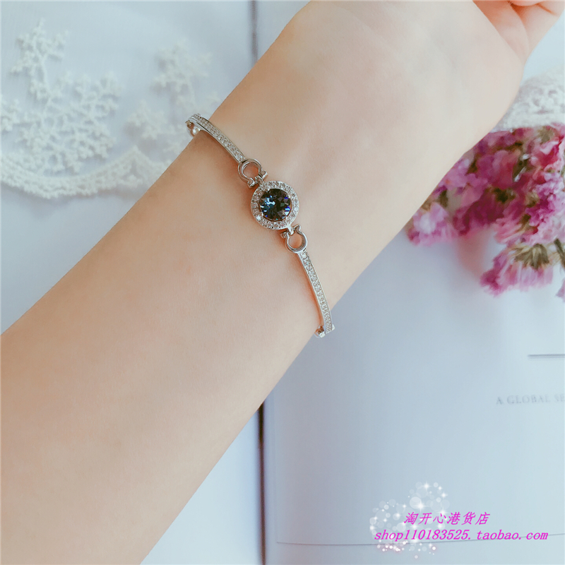 Hồng Kông 正 生 银饰 Mới 925 sterling bạc pha lê xanh thời trang tặng nữ trang sức hào phóng vòng cartier