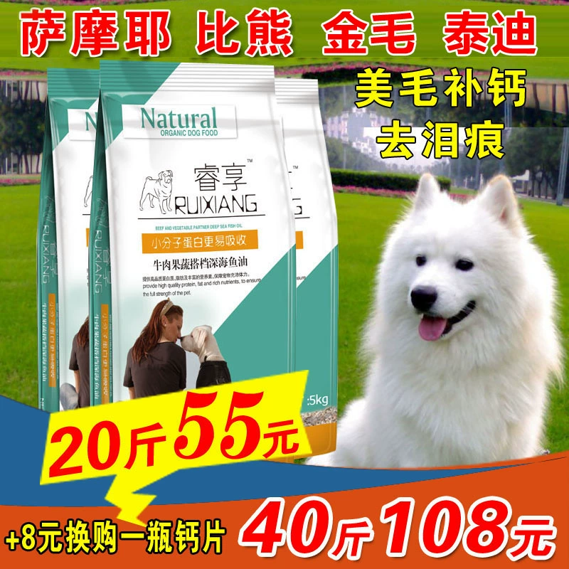 Thức ăn cho chó 10kg20 kg Samoyed gấu vàng tha mồi chó trưởng thành chó con đặc biệt thức ăn cho chó làm đẹp bổ sung canxi Teddy - Chó Staples