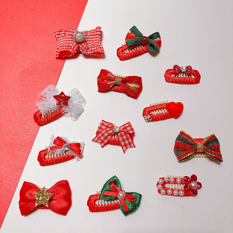 New pet BB clip Puppy New Year Christmas hair clip teddy Bibear Yorkshire Hairpin Marzis Adornment