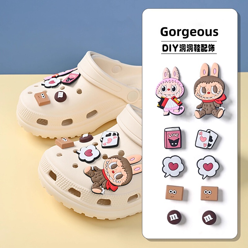 3D Crocs Shoe Accessories Labubu Cartoon Shoe Charms Bubble Mart DIY Shoe Decorations Suitable for Crocs