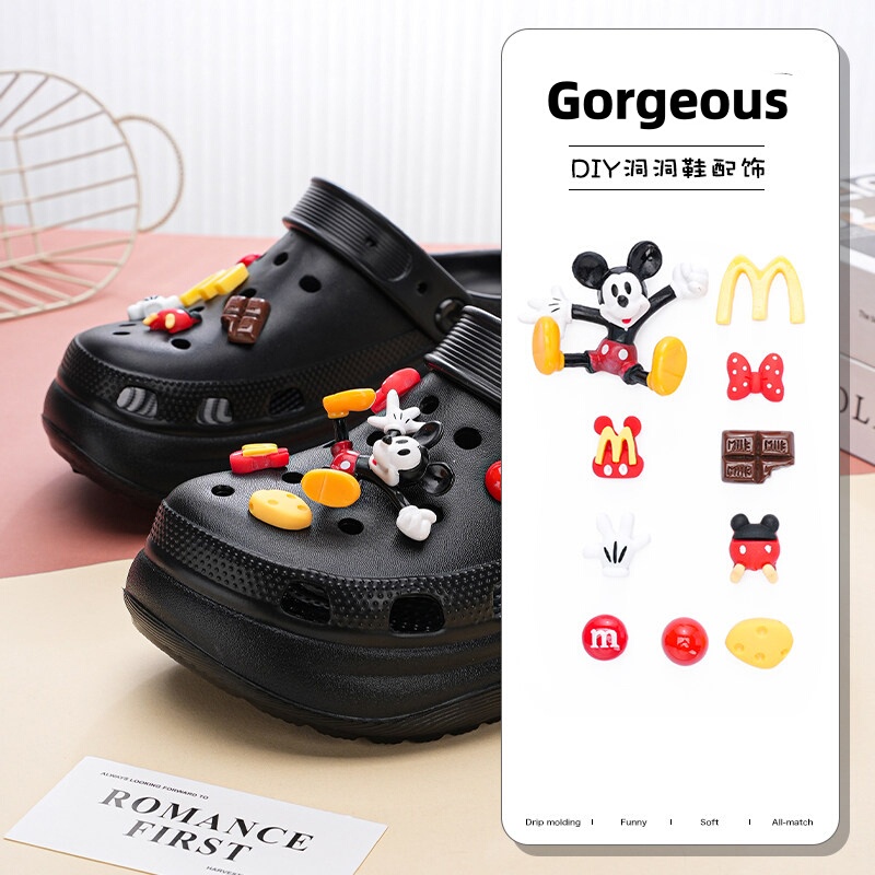 Croc Shoe Accessories Cute Mickey Mouse Shoe Charms 3D Shoe Decorations DIY Versatile Decorative Buckle Accessories Compatible with Crocs