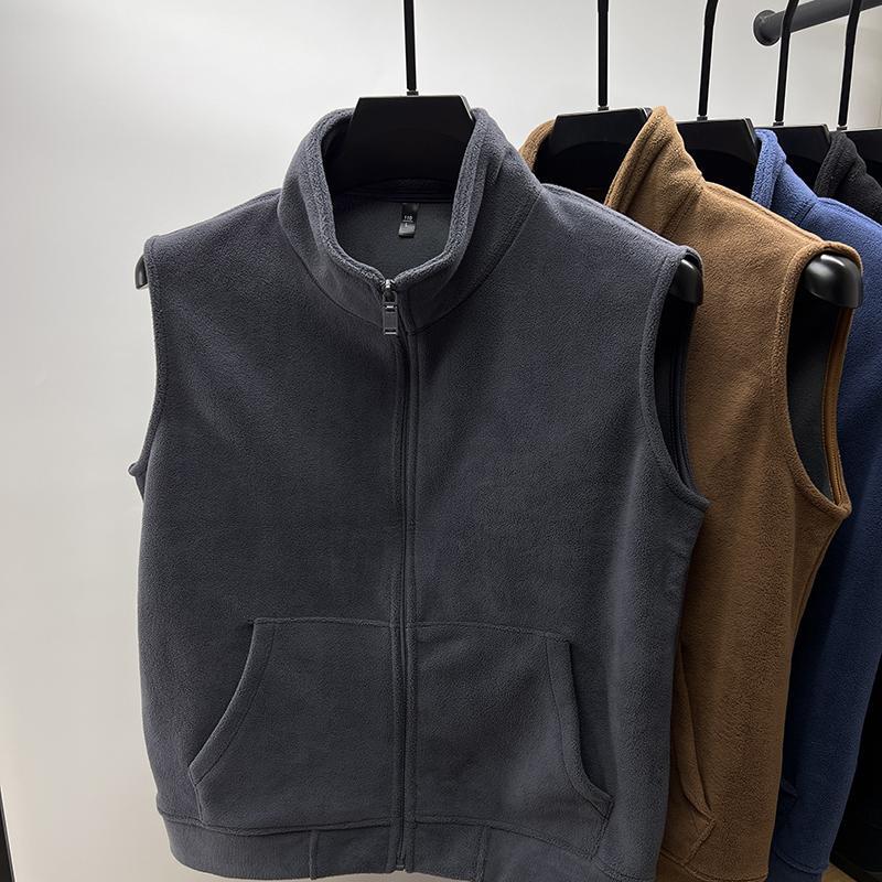 Double-Sided Austrian Velvet Stand-Up Collar Vest Men's Zip-Up Jacket Autumn and Winter Fleece-Lined Thickened Sleeveless Cardigan Jacket Double-Sided Austrian Velvet Stand-Up Collar Vest Men's Zip-Up Jacket Autumn and Winter Fleece-Lined Thickened Sleeveless Cardigan Jacket