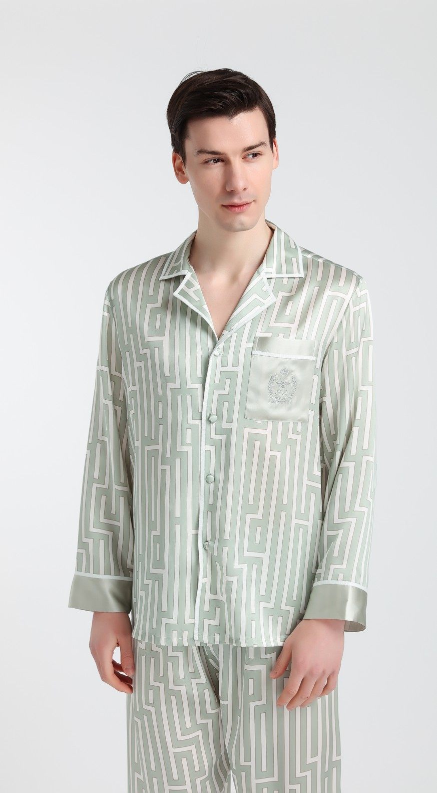 Suzhou Silk True Silk Sleeping Men's 100% mulberry silk Two sets of sweatshirt men's long sleeves Spring autumn and winter style home clothes