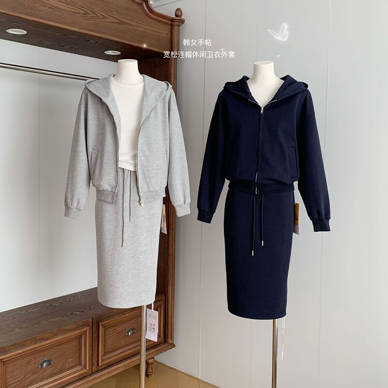 Korean Women's Loose Hooded Short Zip-Up Sweatshirt Women's Spring and Autumn Casual Jacket