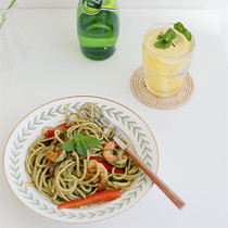 Huajia tree) INS fresh leaves Phnom Penh dessert plate soup plate deep plate household dish plate plate plate