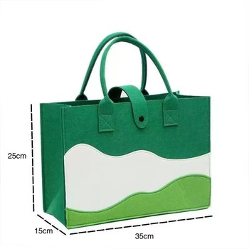 Internet celebrity color-blocking mountain felt bag large capacity tote handbag student commuting to store shopping gift bag