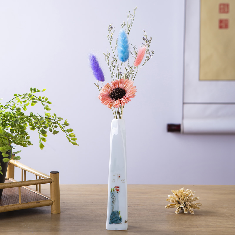 Jingdezhen ceramic floret bottle of Chinese zen hand - made dried flower arranging flowers sitting room adornment furnishing articles table porcelain restoring ancient ways