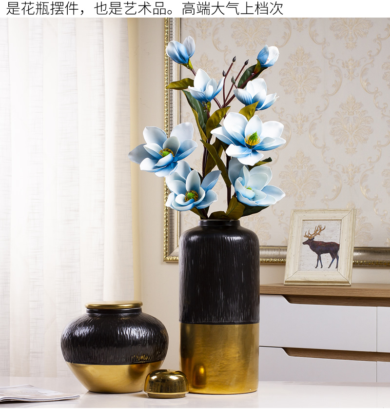 Jingdezhen ceramic vase Nordic light key-2 luxury living room dry flower decoration flower arrangement table POTS creative decorations furnishing articles