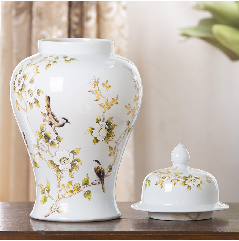 Jingdezhen ceramic general white pot vase furnishing articles large Chinese style living room dry flower flower arranging rich ancient frame ornaments