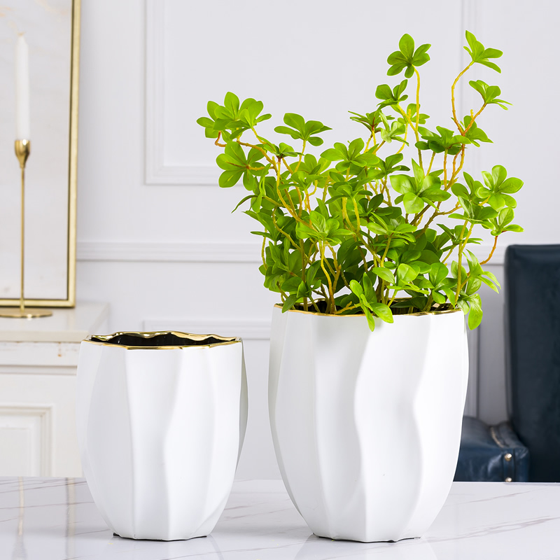 Nordic light key-2 luxury furnishing articles of modern wind vase creative decorations hydroponic white ceramic exposure flower arrangement contracted sitting room