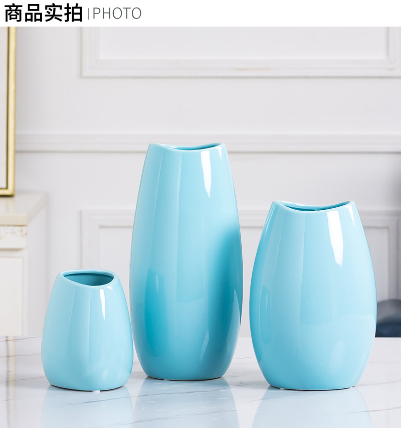 Ceramic vase furnishing articles the Nordic idea contracted sitting room blue modern table dry flower decoration flower arranging water raise flowers