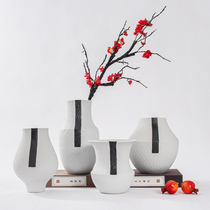 Modern minimalist ceramic vase ornaments new Chinese living room dried flower arrangement porch cabinet model room ceramic pot flower device