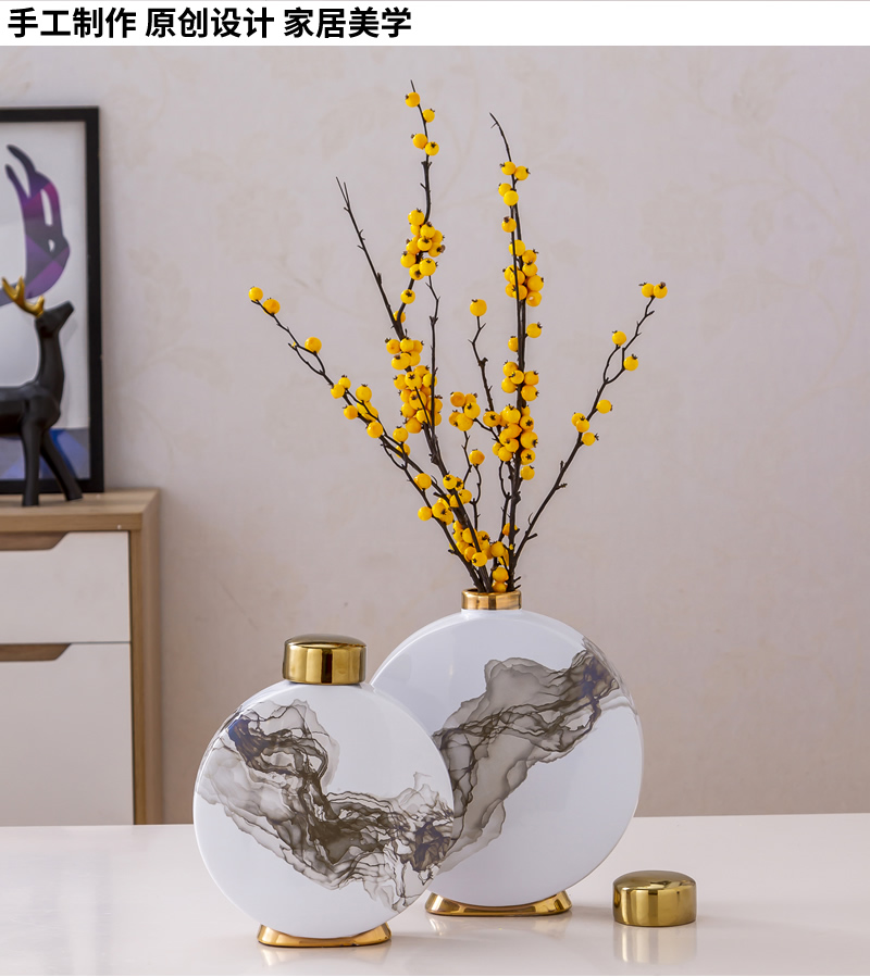 New Chinese style light key-2 luxury furnishing articles creative ceramic vase zen dry flower arranging flowers flower arrangement between example sitting room home decoration