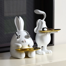 Creative earphone rabbit tray decoration porch key storage home living room simple wine cabinet coffee table decoration decoration