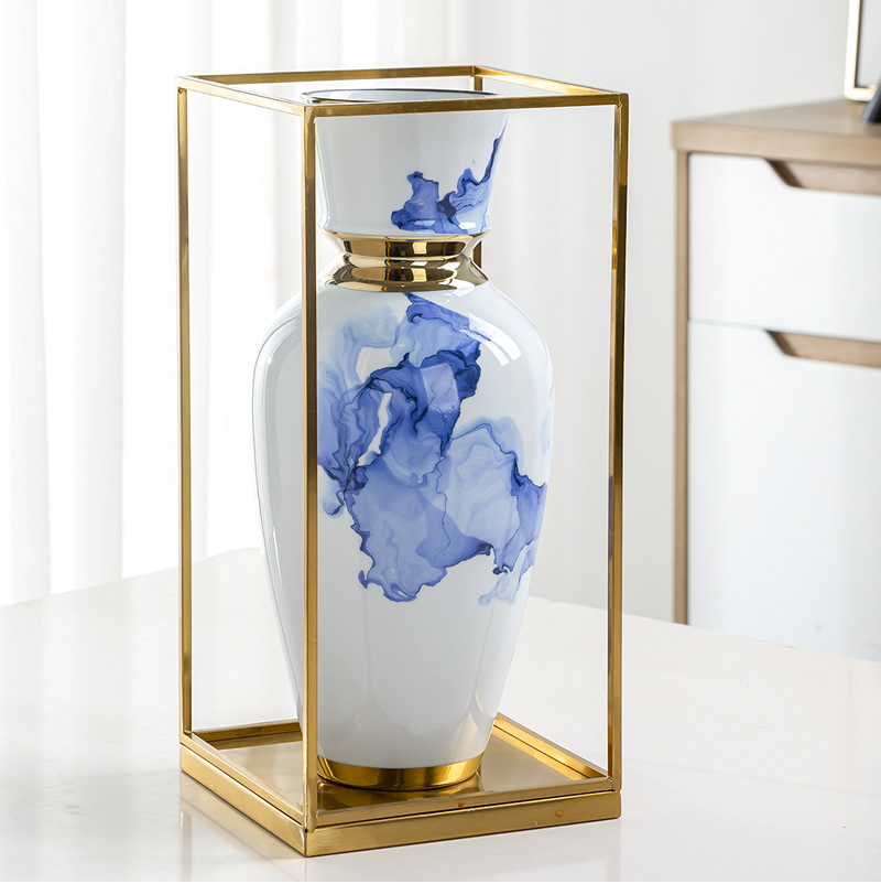 New Chinese style light much blue and white porcelain vase furnishing articles dried flower arranging flowers sitting room adornment household act the role ofing is tasted zen ceramic decoration