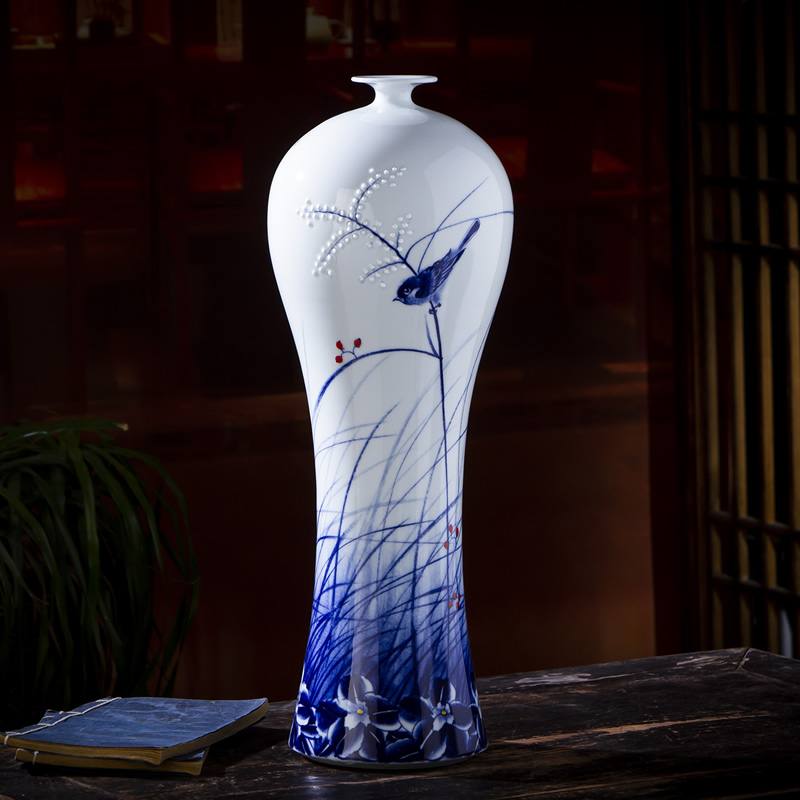 Jingdezhen ceramic vase furnishing articles by hand - made the sitting room of Chinese style household adornment flower arranging rich ancient frame handicraft