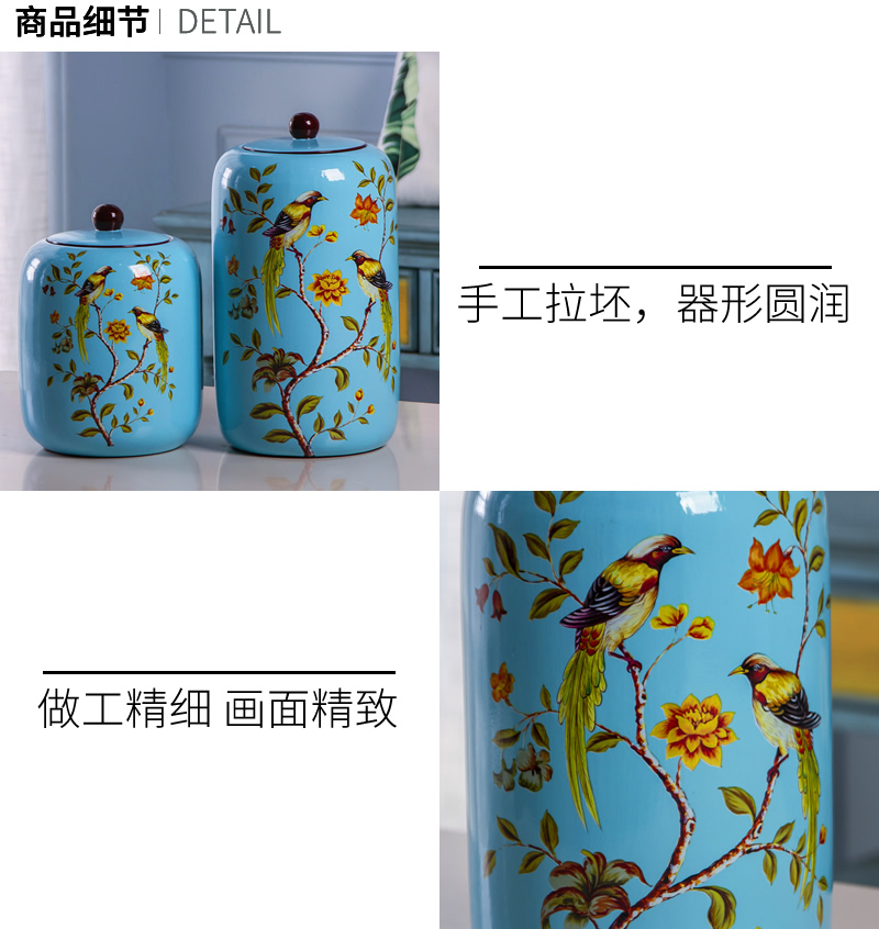 New Chinese style New classical European American ceramic vase storage tank pottery vase furnishing articles rich ancient frame flower arranging living room