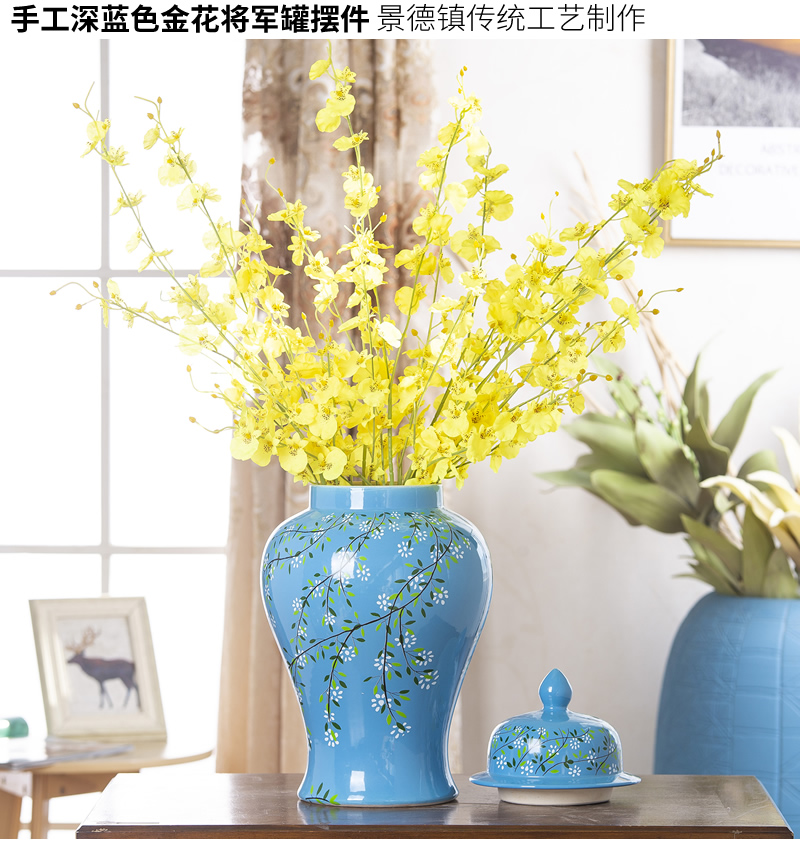 Jingdezhen ceramic vase furnishing articles of new Chinese style living room decoration flower arranging dried flower general tank household soft adornment