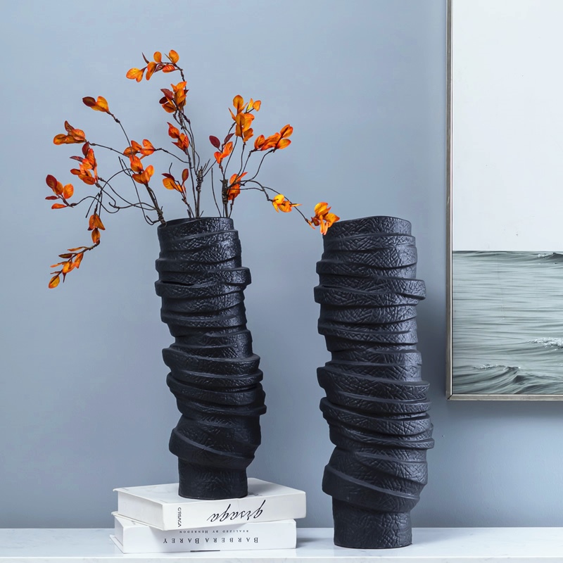 Modern minimalist vase creative contracted sitting room, black ceramic furnishing articles dried flowers flower arrangement home soft decoration