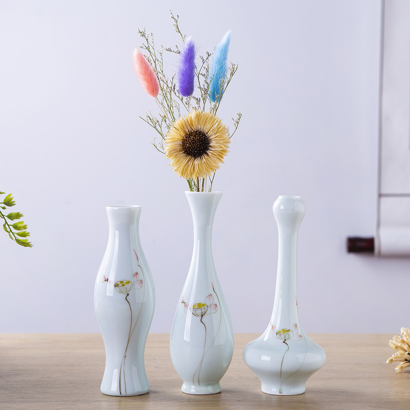 Jingdezhen ceramic floret bottle hand - made lotus flower adornment furnishing articles sitting room tea taking of new Chinese style flower arranging flowers