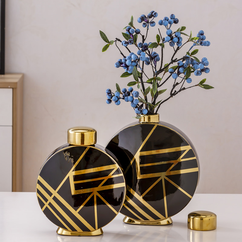 Light key-2 luxury furnishing articles creative ceramic vase wind sitting room flat bottles with cover wine furnishing articles household act the role ofing is tasted a wedding gift