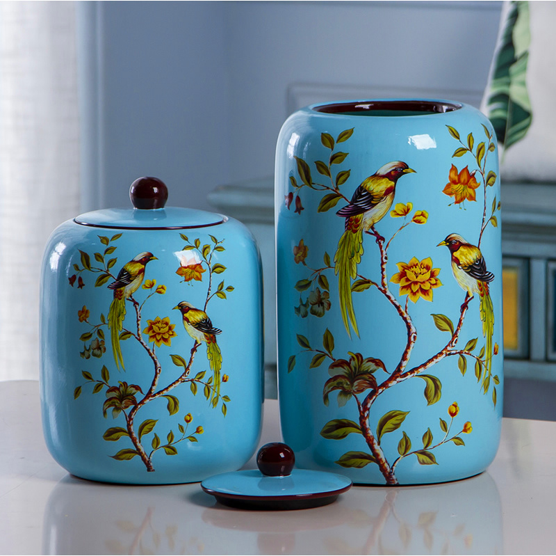 New Chinese style New classical European American ceramic vase storage tank pottery vase furnishing articles rich ancient frame flower arranging living room