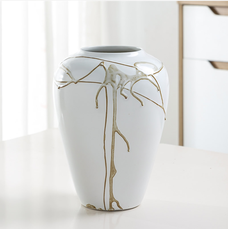 Jingdezhen ceramic vase furnishing articles Nordic dried flowers sitting room adornment flowers flower arrangement water raise creative simple decoration