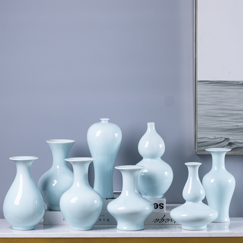 Jingdezhen ceramic floret bottle furnishing articles archaize sitting room of the new Chinese style flower arranging dried flower green porcelain decorative furnishing articles floral outraged
