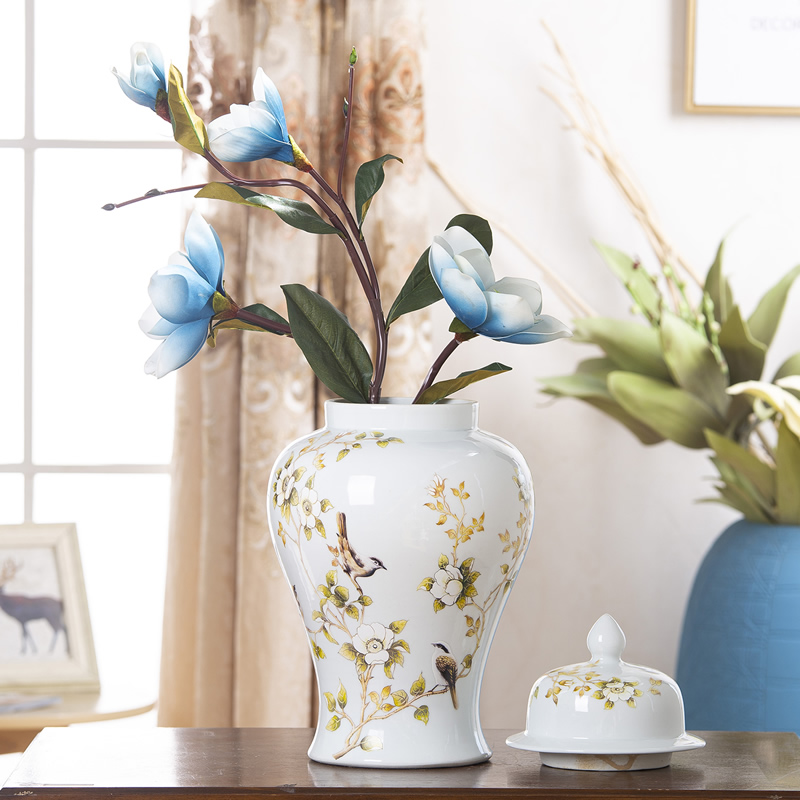 Jingdezhen ceramic general white pot vase furnishing articles large Chinese style living room dry flower flower arranging rich ancient frame ornaments